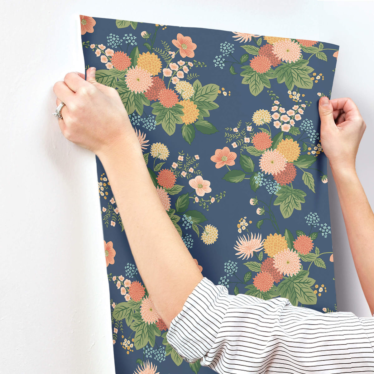 Rifle Paper Co. Dahlia Wallpaper Sample - Navy