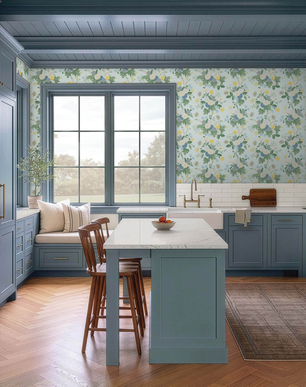 Rifle Paper Co. Dahlia Wallpaper - Blue