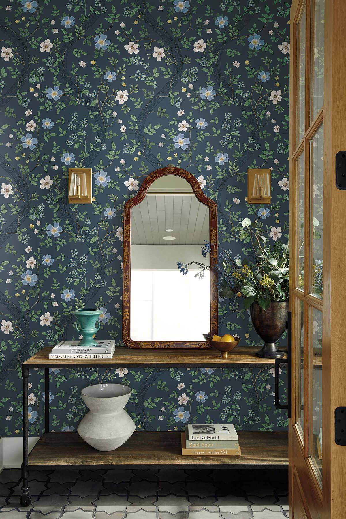 Rifle Paper Co. Waverly Wallpaper Sample - Navy