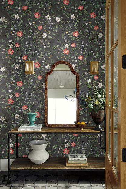 Rifle Paper Co. Waverly Wallpaper Sample - Charcoal