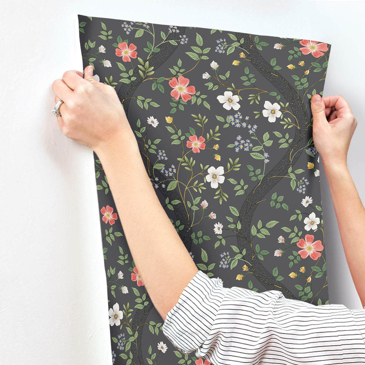 Rifle Paper Co. Waverly Wallpaper Sample - Charcoal