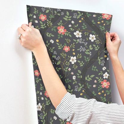 Rifle Paper Co. Waverly Wallpaper Sample - Charcoal