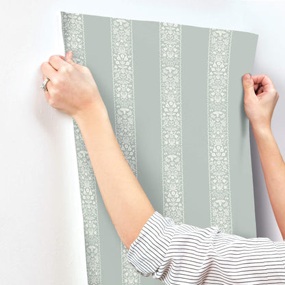 Rifle Paper Co. Estee Stripe Wallpaper Sample - Slate