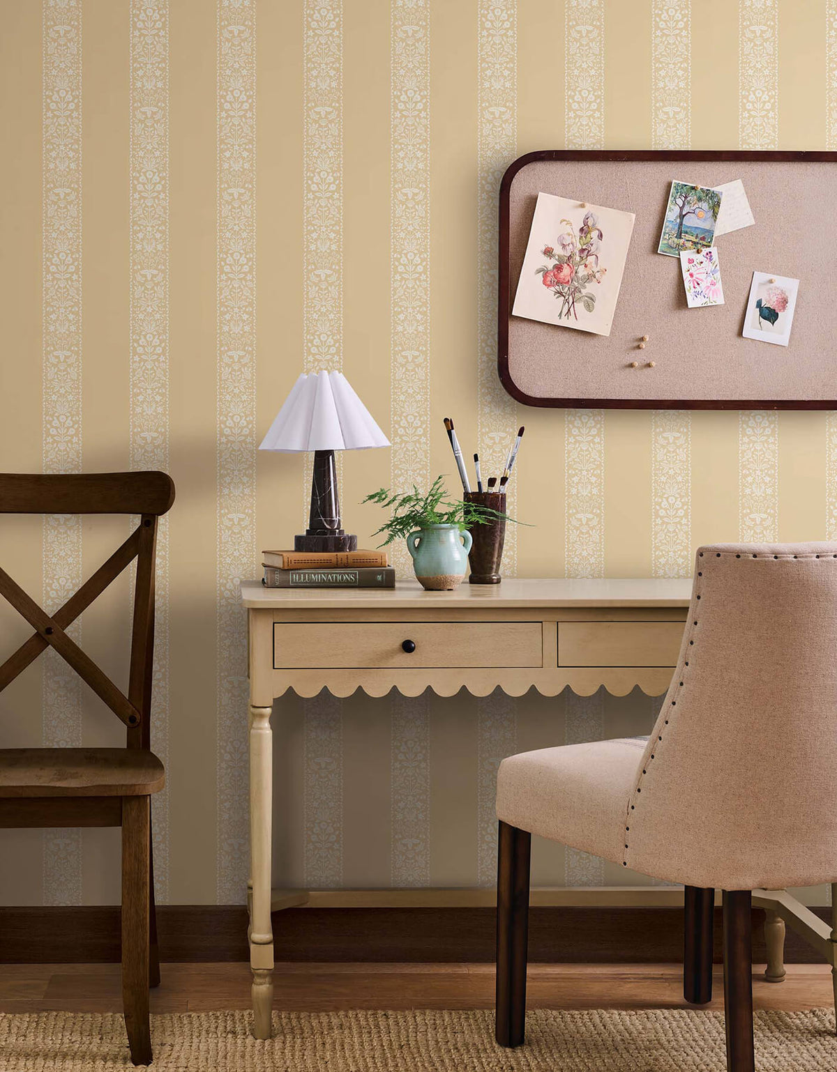 Rifle Paper Co. Estee Stripe Wallpaper Sample - Gold