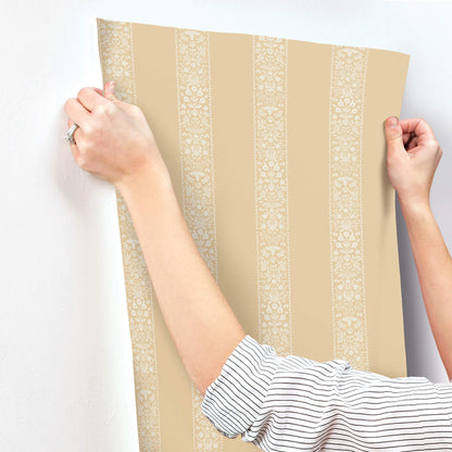 Rifle Paper Co. Estee Stripe Wallpaper Sample - Gold
