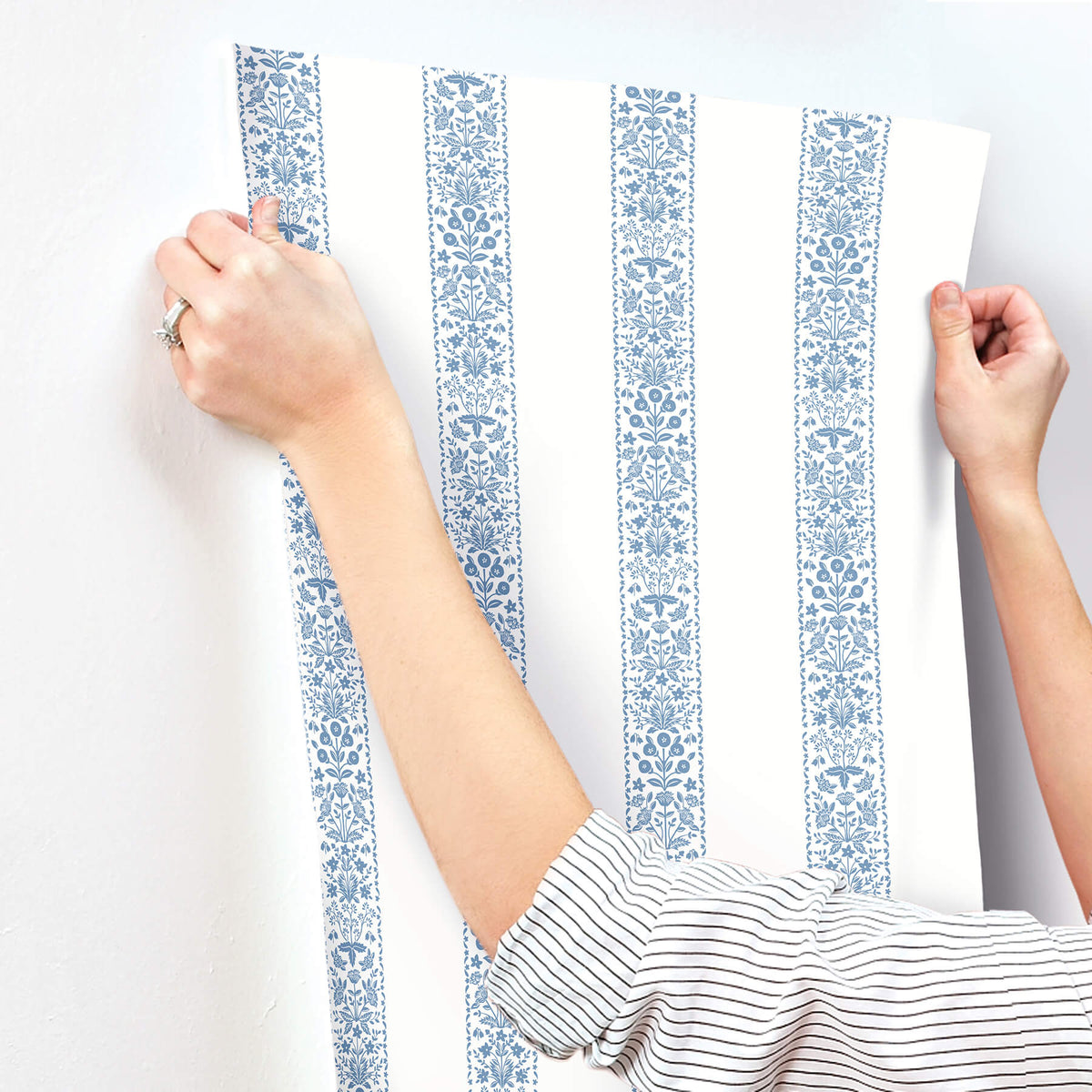 Rifle Paper Co. Estee Stripe Wallpaper - Blue & White