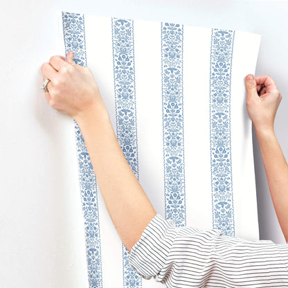 Rifle Paper Co. Estee Stripe Wallpaper - Blue & White