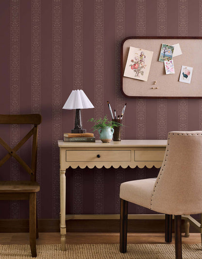 Rifle Paper Co. Estee Stripe Wallpaper - Burgundy