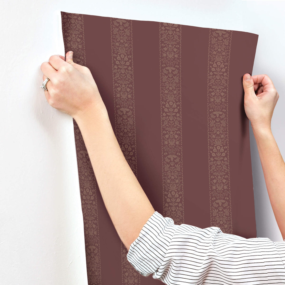 Rifle Paper Co. Estee Stripe Wallpaper - Burgundy