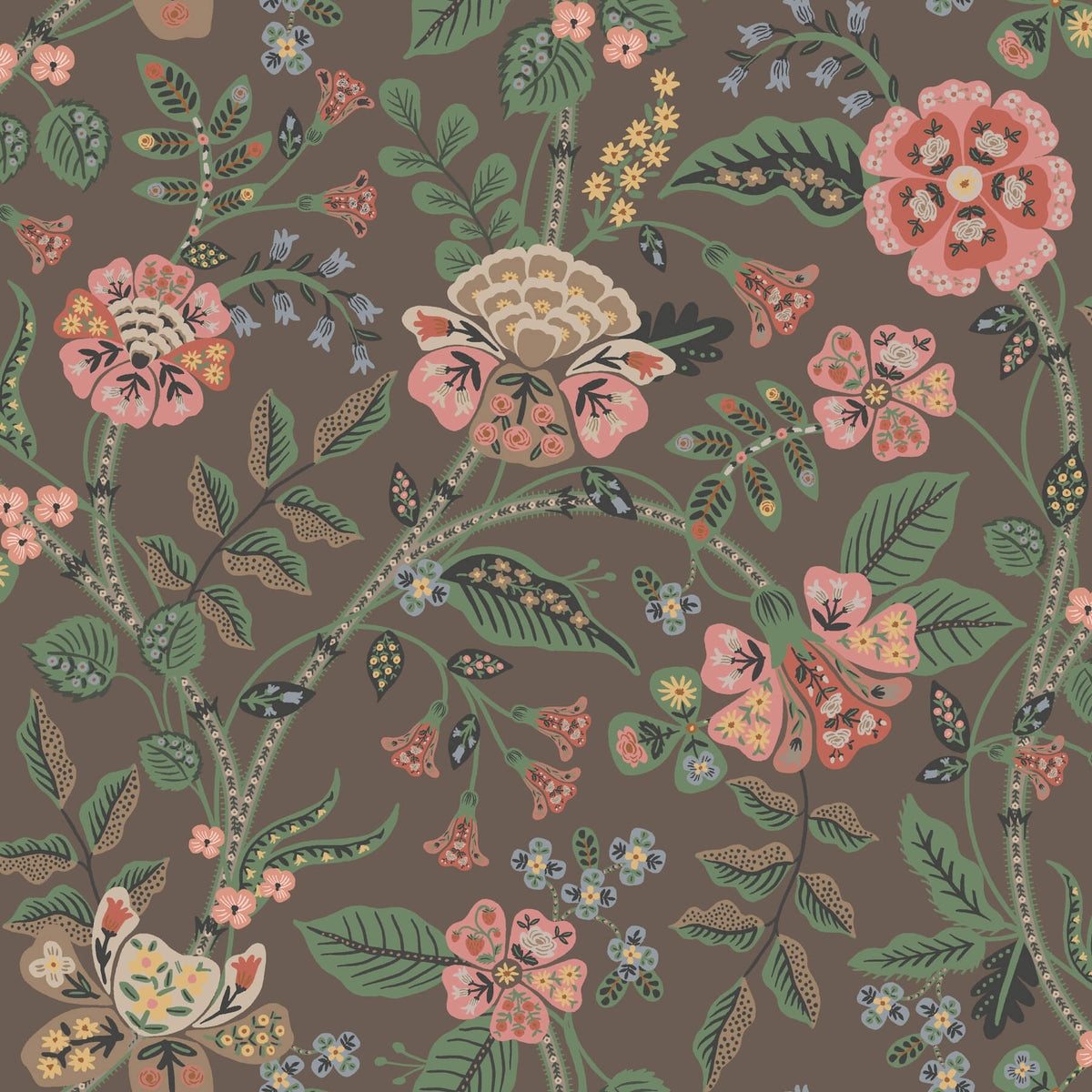 Rifle Paper Co. Gracie Wallpaper Sample - Brown