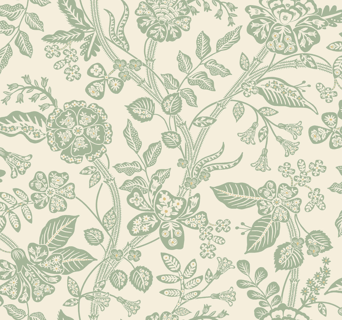 Rifle Paper Co. Gracie Garden Wallpaper - Sage & Cream