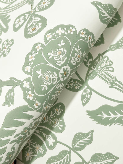 Rifle Paper Co. Gracie Garden Wallpaper - Sage & Cream