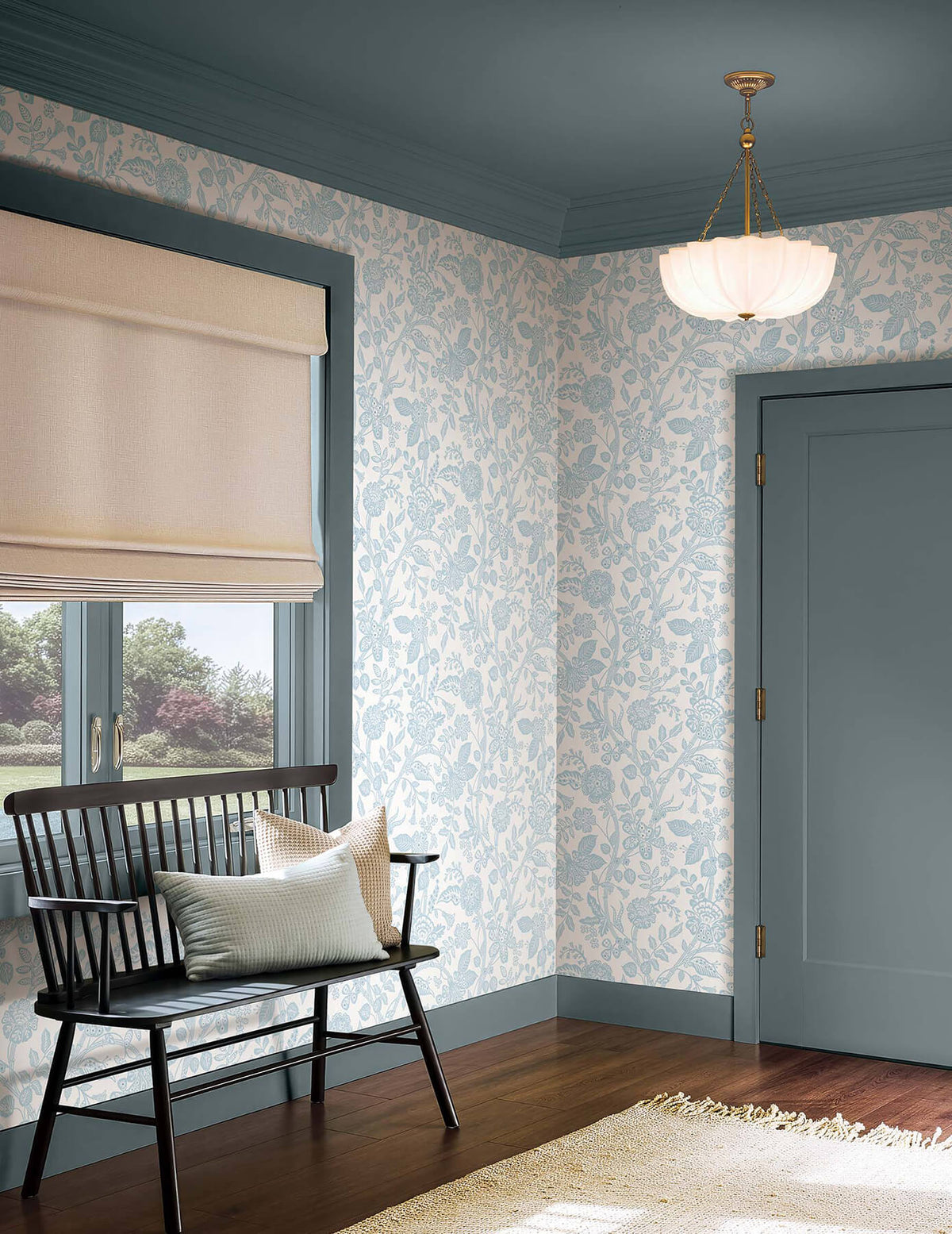 Rifle Paper Co. Gracie Garden Wallpaper Sample - Blue & White