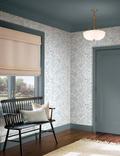 Rifle Paper Co. Gracie Garden Wallpaper Sample - Blue & White