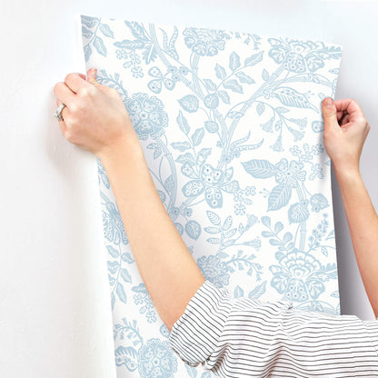 Rifle Paper Co. Gracie Garden Wallpaper Sample - Blue & White