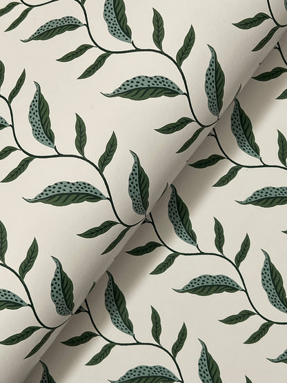 Rifle Paper Co. Seagrass Wallpaper Sample - Emerald & Linen