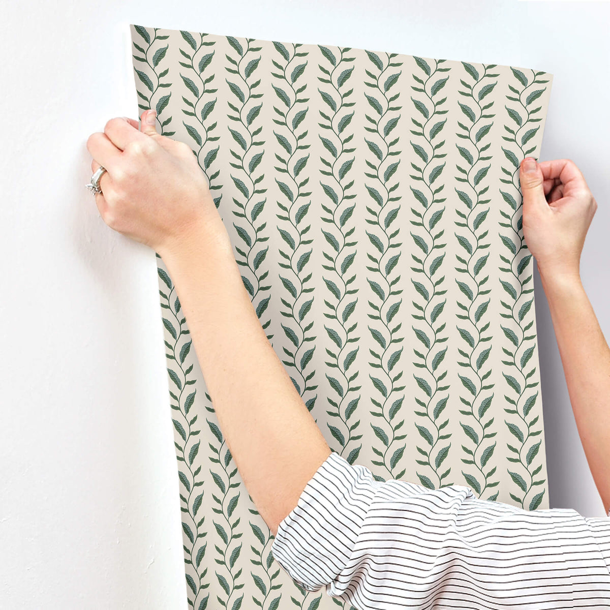 Rifle Paper Co. Seagrass Wallpaper Sample - Emerald & Linen