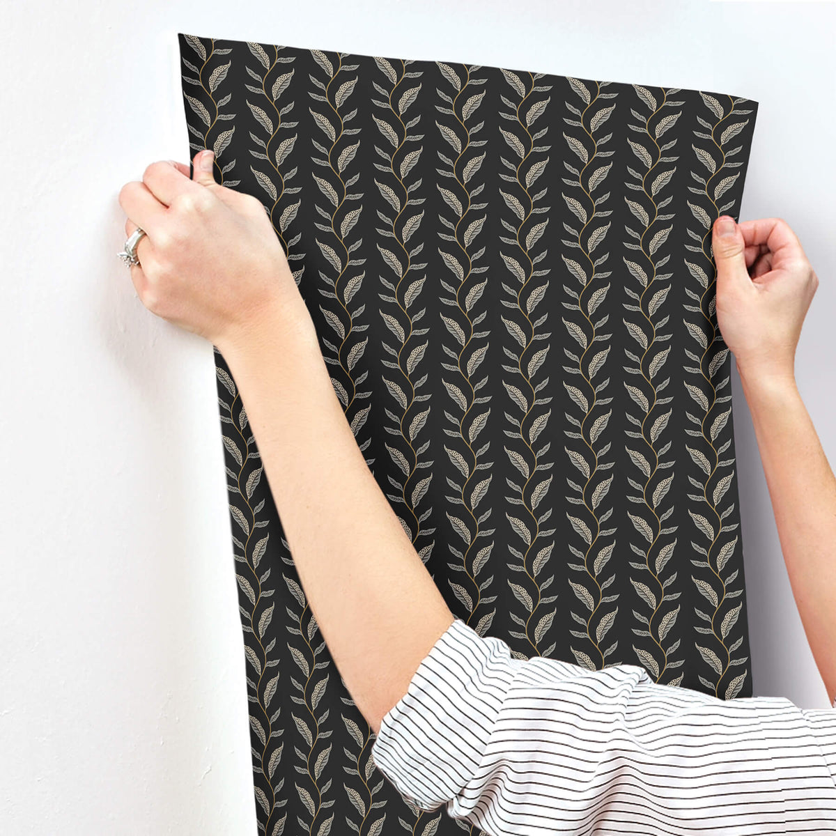 Rifle Paper Co. Seagrass Wallpaper Sample - Black