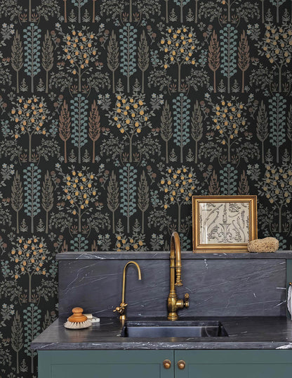 Rifle Paper Co. Fenna Wallpaper Sample - Black