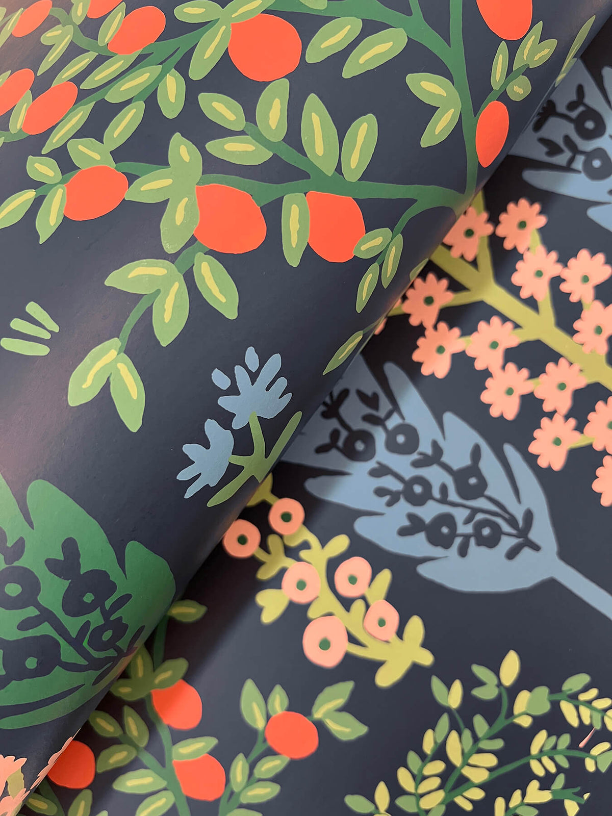 Rifle Paper Co. Fenna Wallpaper Sample - Navy Multi