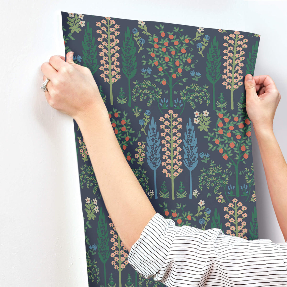 Rifle Paper Co. Fenna Wallpaper Sample - Navy Multi