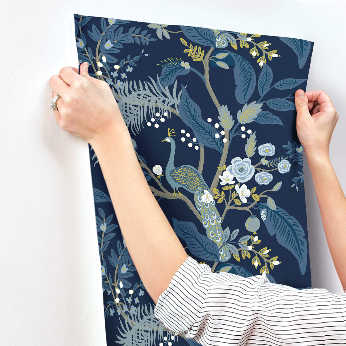 Rifle Paper Co. Peacock Wallpaper - Navy