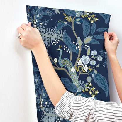 Rifle Paper Co. Peacock Wallpaper - Navy
