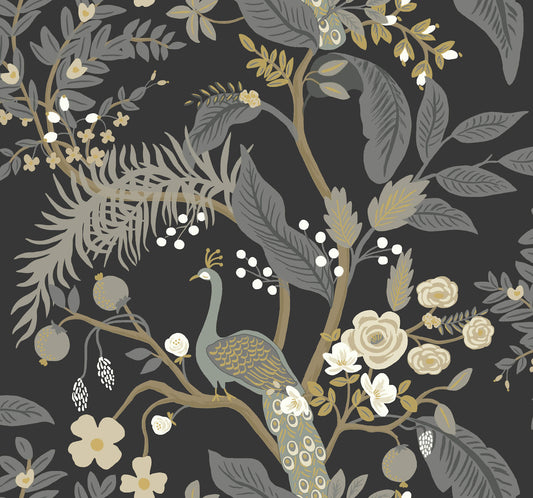 Rifle Paper Co. Peacock Wallpaper - Black
