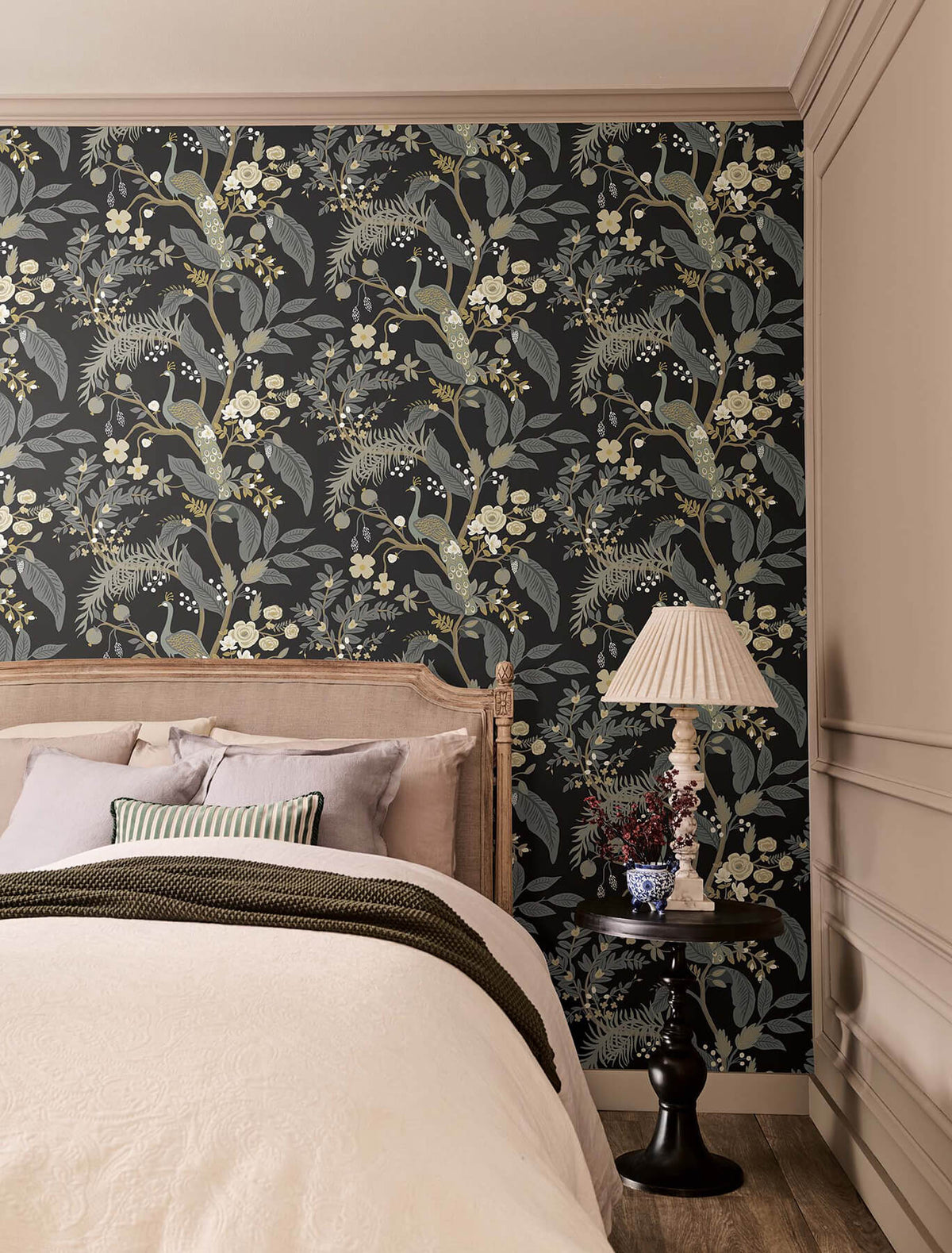 Rifle Paper Co. Peacock Wallpaper Sample - Black