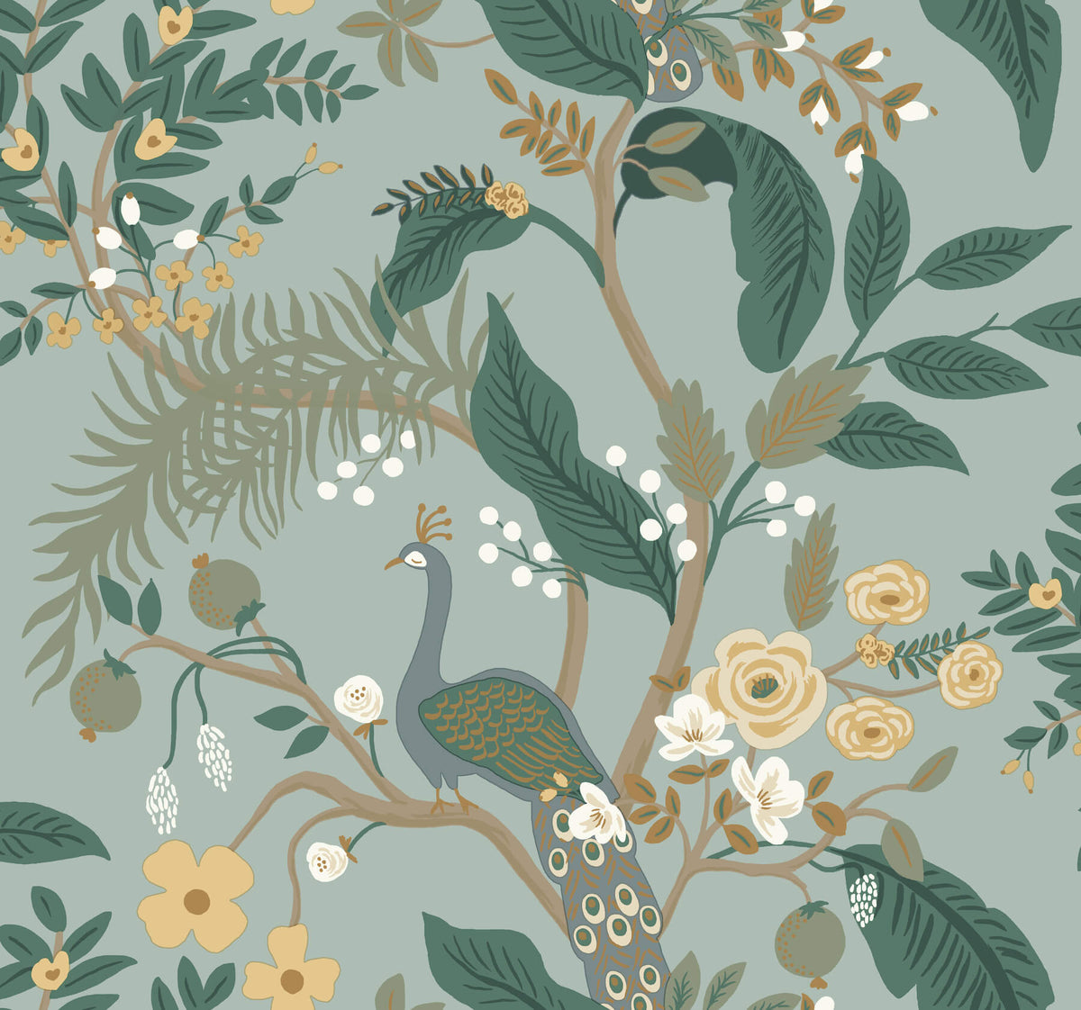 Rifle Paper Co. Peacock Wallpaper Sample - Slate