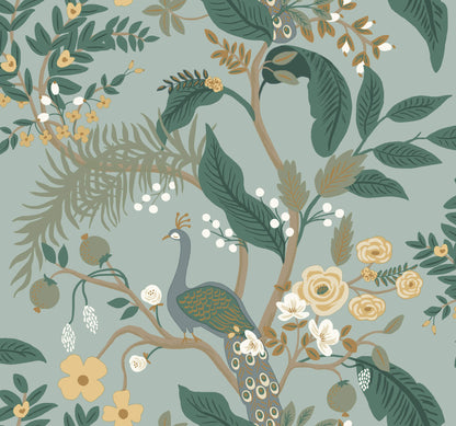 Rifle Paper Co. Peacock Wallpaper Sample - Slate