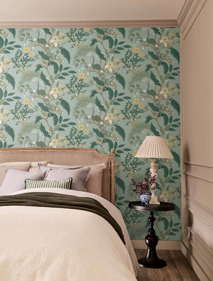 Rifle Paper Co. Peacock Wallpaper Sample - Slate