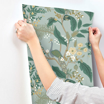 Rifle Paper Co. Peacock Wallpaper Sample - Slate