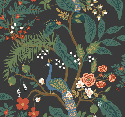 Rifle Paper Co. Peacock Wallpaper - Charcoal