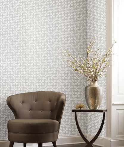 Ronald Redding Traveler Dynastic Lattice Wallpaper - White