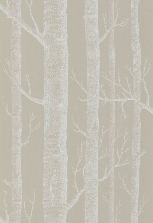 Cole & Son Woods Wallpaper - White & Taupe