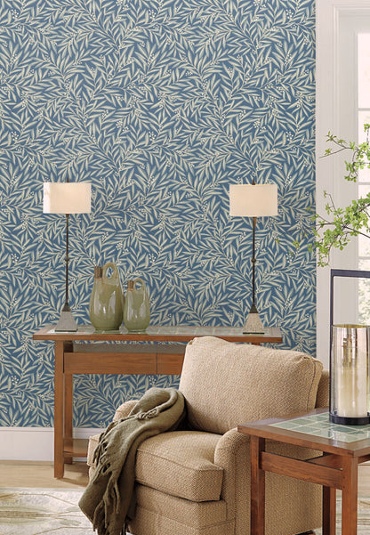 Ronald Redding Arts & Crafts Rowan Wallpaper - Dusty Blue