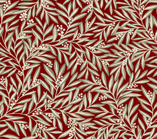 Ronald Redding Arts & Crafts Rowan Wallpaper - Red