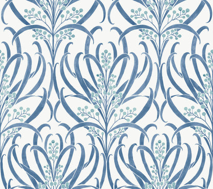Ronald Redding Arts & Crafts Calluna Wallpaper - White & Blue