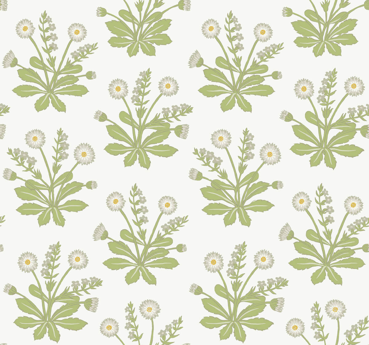 Ronald Redding Arts & Crafts Meadow Flowers Wallpaper - White