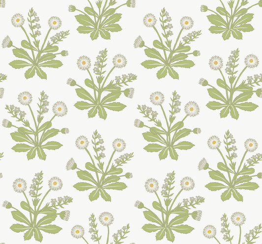 Ronald Redding Arts & Crafts Meadow Flowers Wallpaper - White