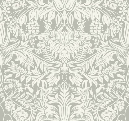 Ronald Redding Arts & Crafts Lockwood Damask Wallpaper - Grey