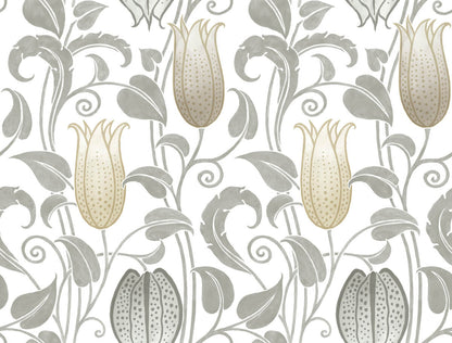 Ronald Redding Arts & Crafts Canterbury Bells Wallpaper - Neutrals