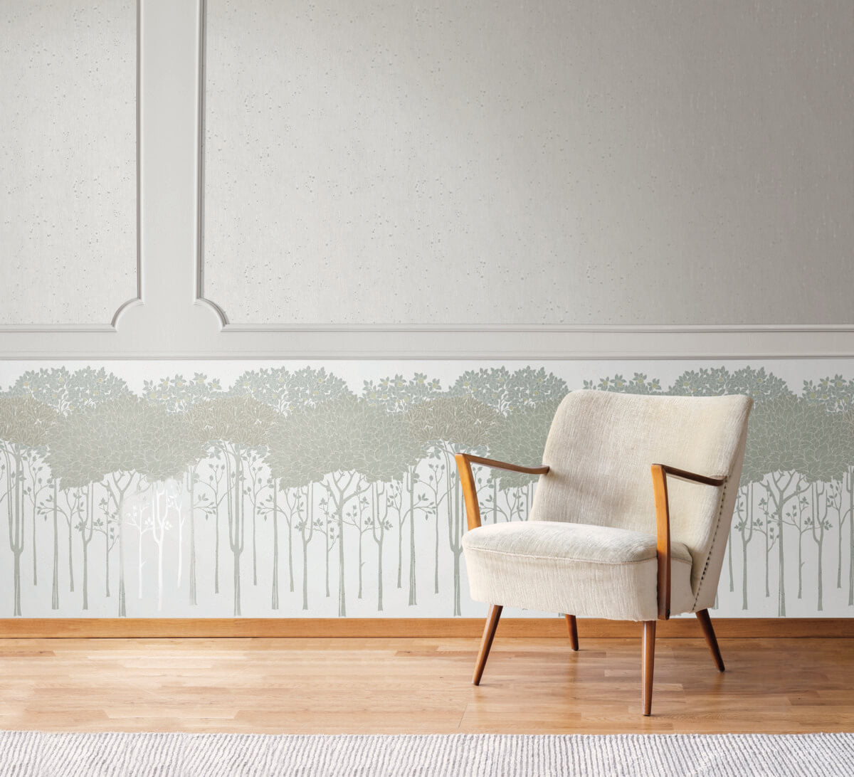 Ronald Redding Arts & Crafts Oakwood Grove Wallpaper - White