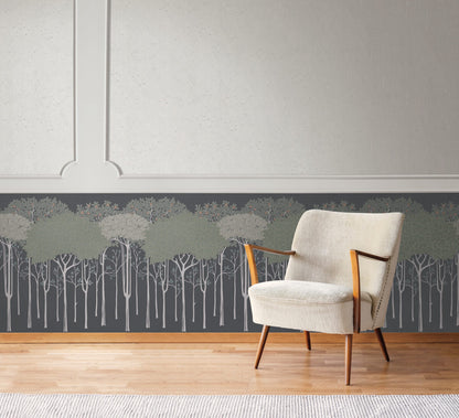 Ronald Redding Arts & Crafts Oakwood Grove Wallpaper - Black