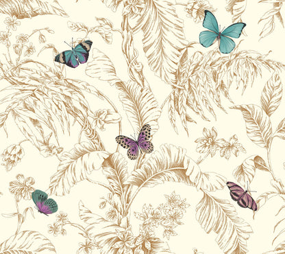 Toile Resource Library Papillon Wallpaper - Gold