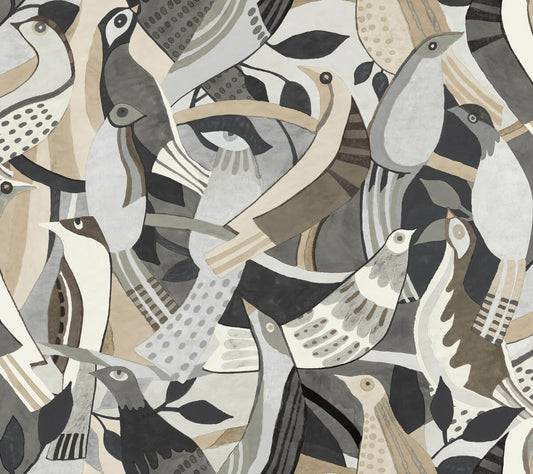 Artistic Abstracts Fauvist Flock Wallpaper - Brown