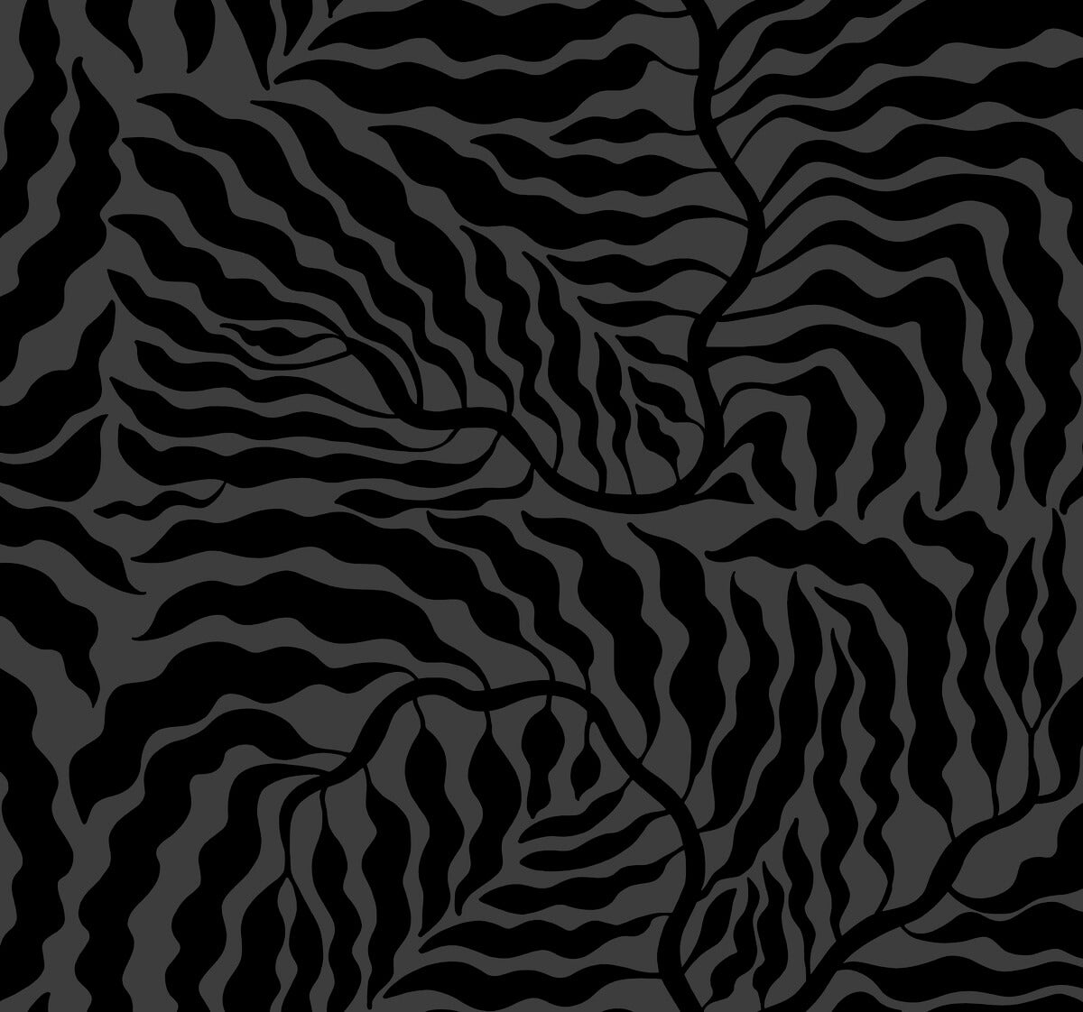 Artistic Abstracts Fern Fronds Wallpaper - Black