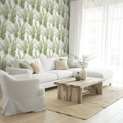Seabrook Designs Bali Tropical Mantra Wallpaper Sample - Matcha