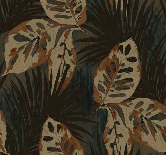 Seabrook Designs Bali Tropical Karma Wallpaper - Metallic Dusk